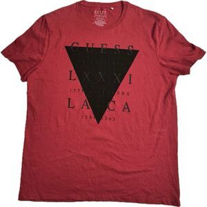 Guess Shirt Men's XL Red‎ Classiccore Preppy Normcore Casual Graphic Tee Lounge